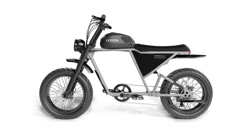 Legion Elelctric SCR-1200 Cafe Racer Electric Bicycle with pedal-assist, fat tires, suspension, black. Free shipping at e-boarders.com