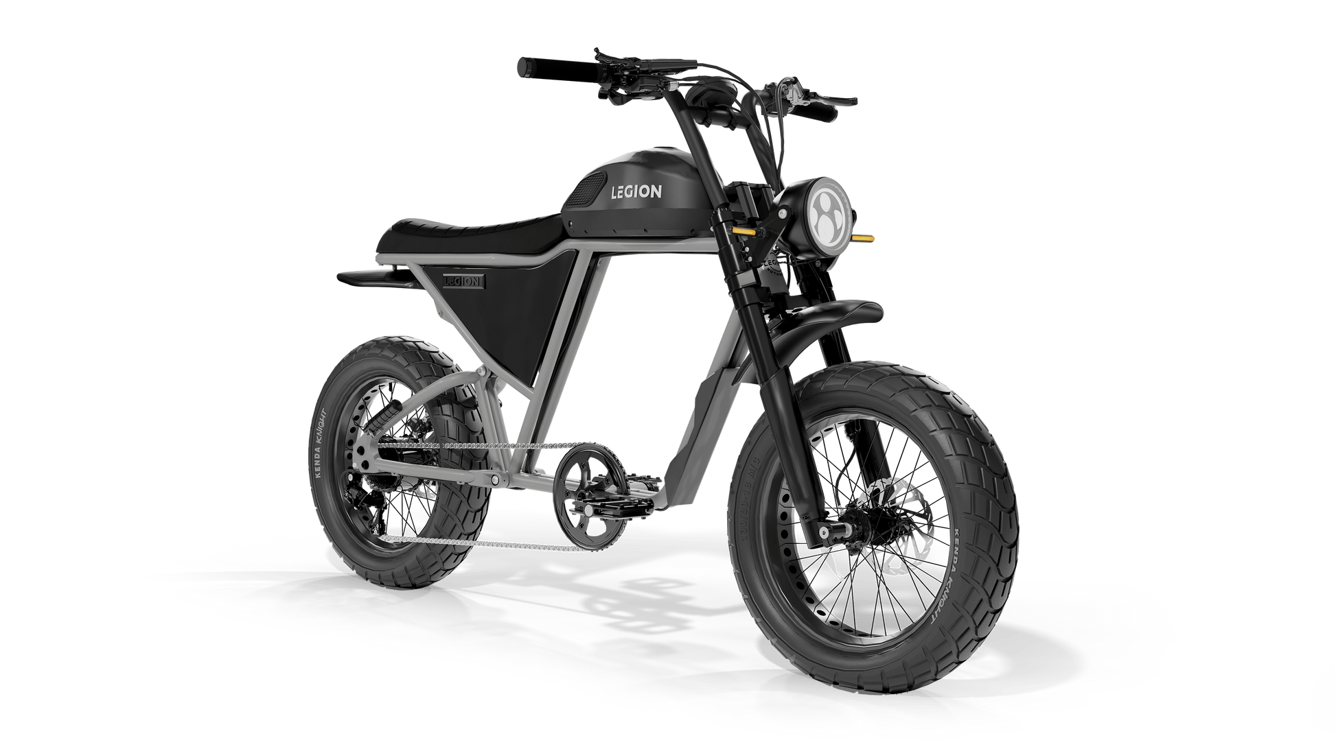 Legion Elelctric SCR-1200 Cafe Racer Electric Bicycle with pedal-assist, fat tires, suspension, black. Free shipping at e-boarders.com