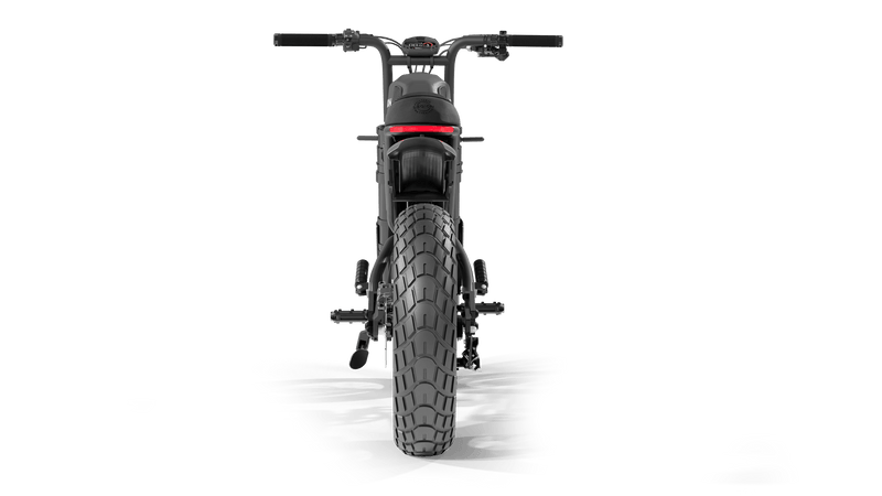 Legion Elelctric SCR-1200 Cafe Racer Electric Bicycle with pedal-assist, fat tires, suspension, black. Free shipping at e-boarders.com