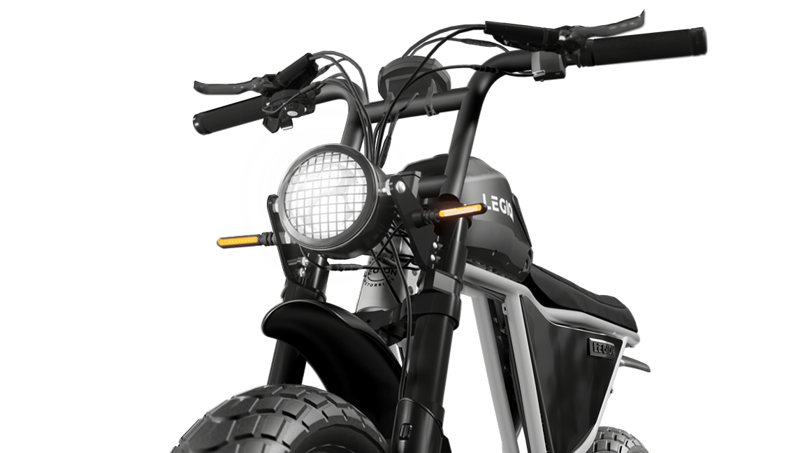 Legion Elelctric SCR-1200 Cafe Racer Electric Bicycle with pedal-assist, fat tires, suspension, black. Free shipping at e-boarders.com