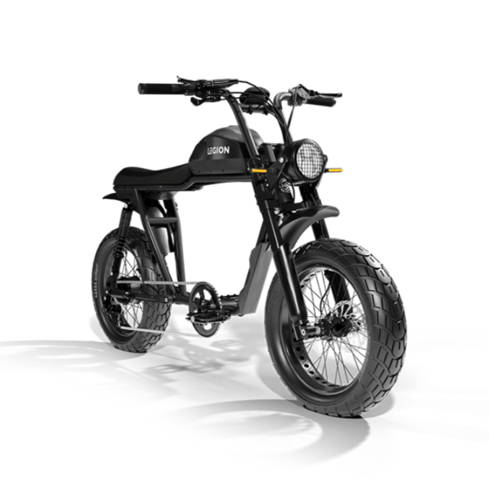 Legion Electric SS-1200 Pedal Assist Electric Bicycle Retro Scrambler with fat tires, 20mph and 40-75miles per battery charge. Free shipping at e-boarders.com