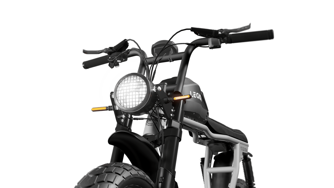 Legion Electric SS-1200 Pedal Assist Electric Bicycle Retro Scrambler with fat tires, 20mph and 40-75miles per battery charge. Free shipping at e-boarders.com