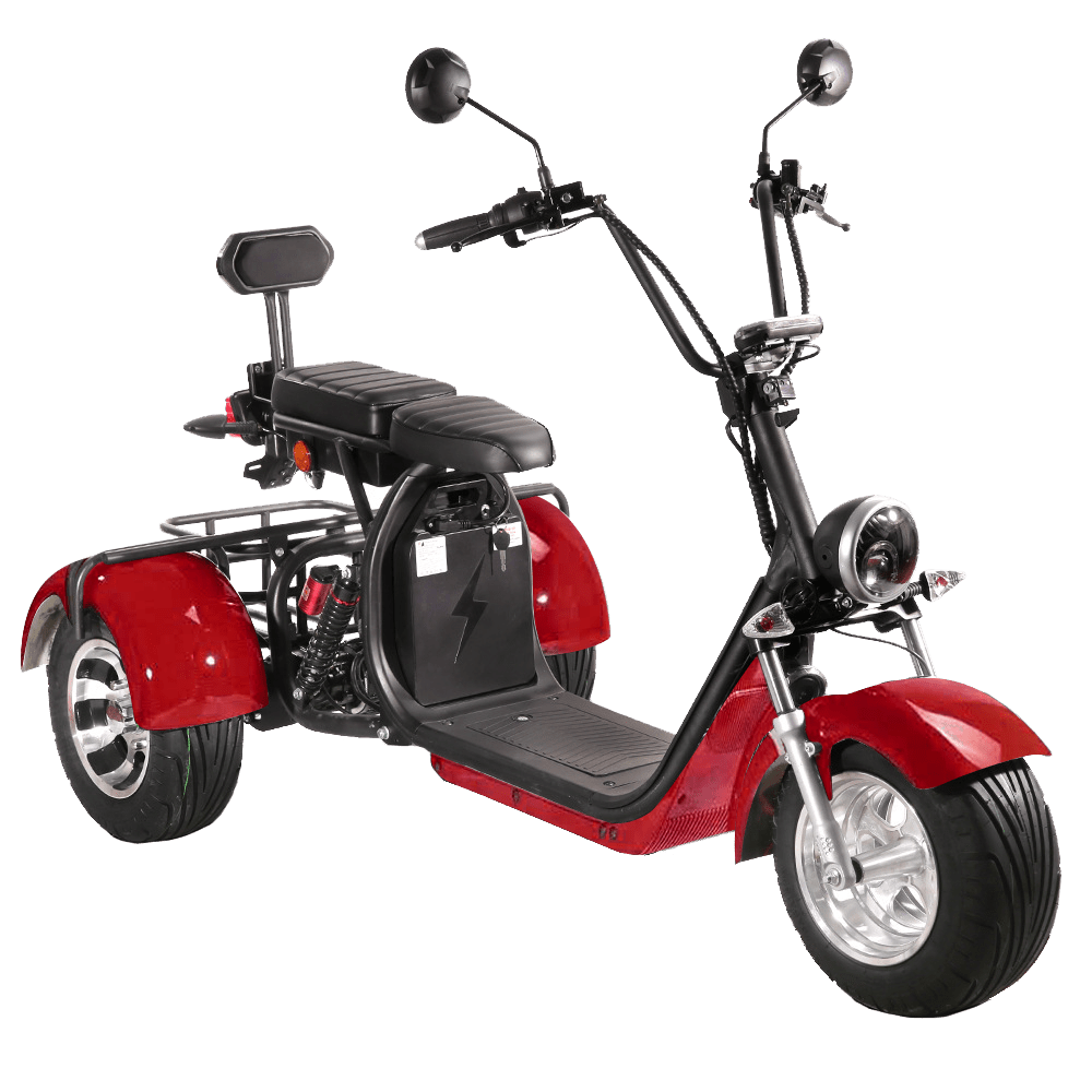 SoverSky T7.1 and T7.2 Electric Golf Caddy for golfers and golf course fairways with three-wheels, golf bag mount, storage box option, in red or black. Single or dual battery options allows 18+ or 36+ holes of golf. Free shipping at e-boarders.com