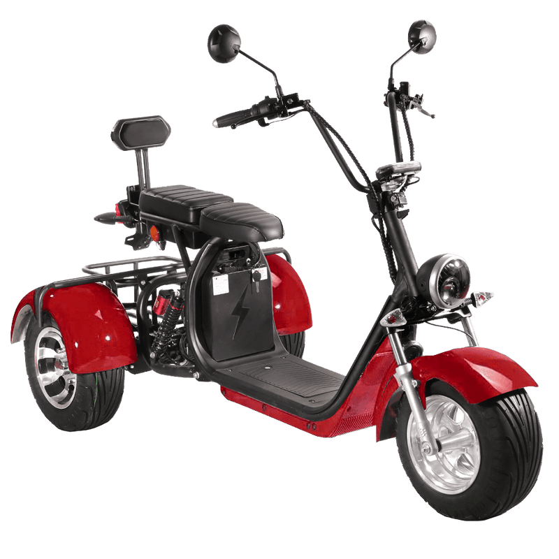 SoverSky T7.1 and T7.2 Electric Golf Caddy for golfers and golf course fairways with three-wheels, golf bag mount, storage box option, in red or black. Single or dual battery options allows 18+ or 36+ holes of golf. Free shipping at e-boarders.com