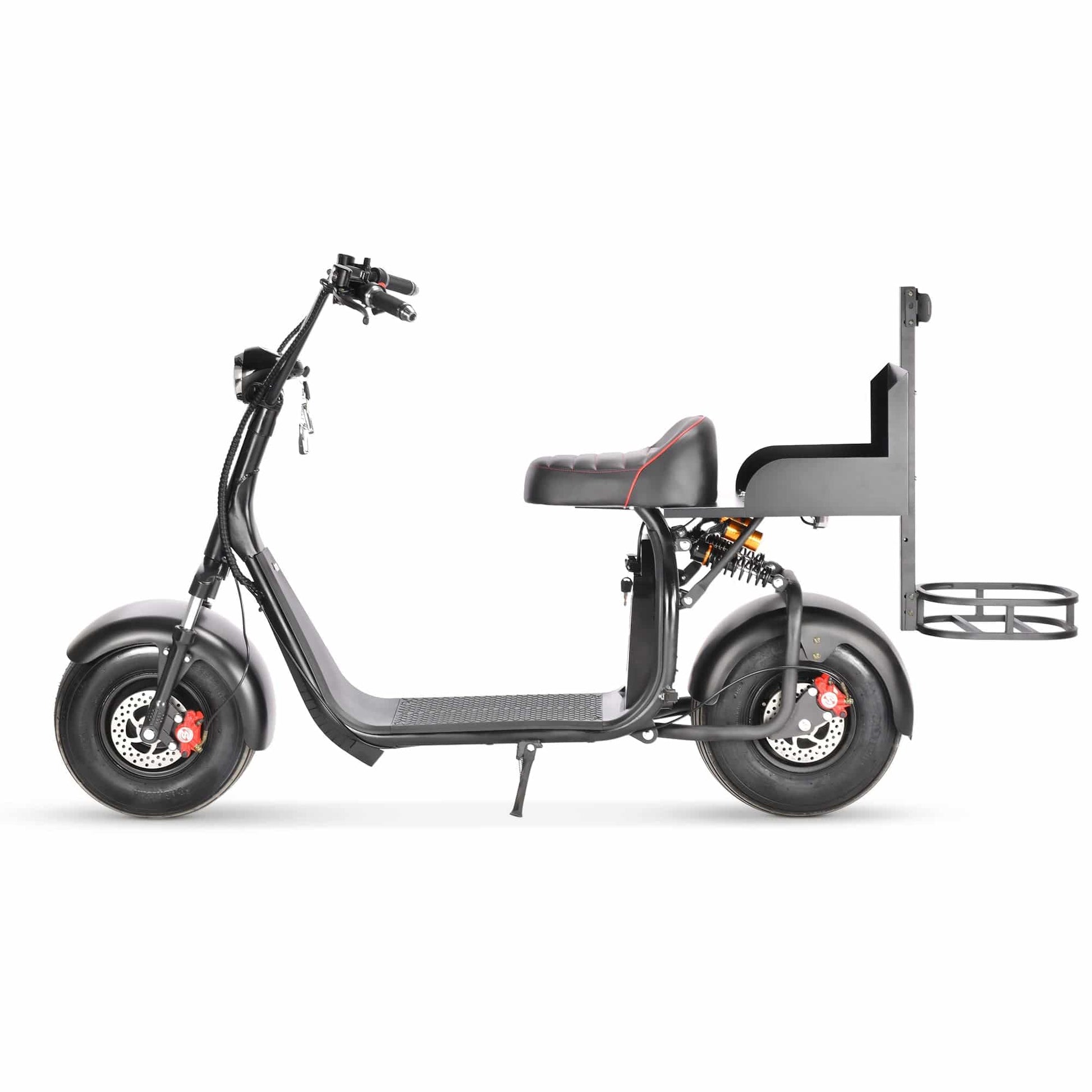 Soversky X7 Electric Golf Caddy designed for golfers and fairway golf courses with fat tires and 18+ hole battery range. Black or red. Free shipping at e-boarders.com