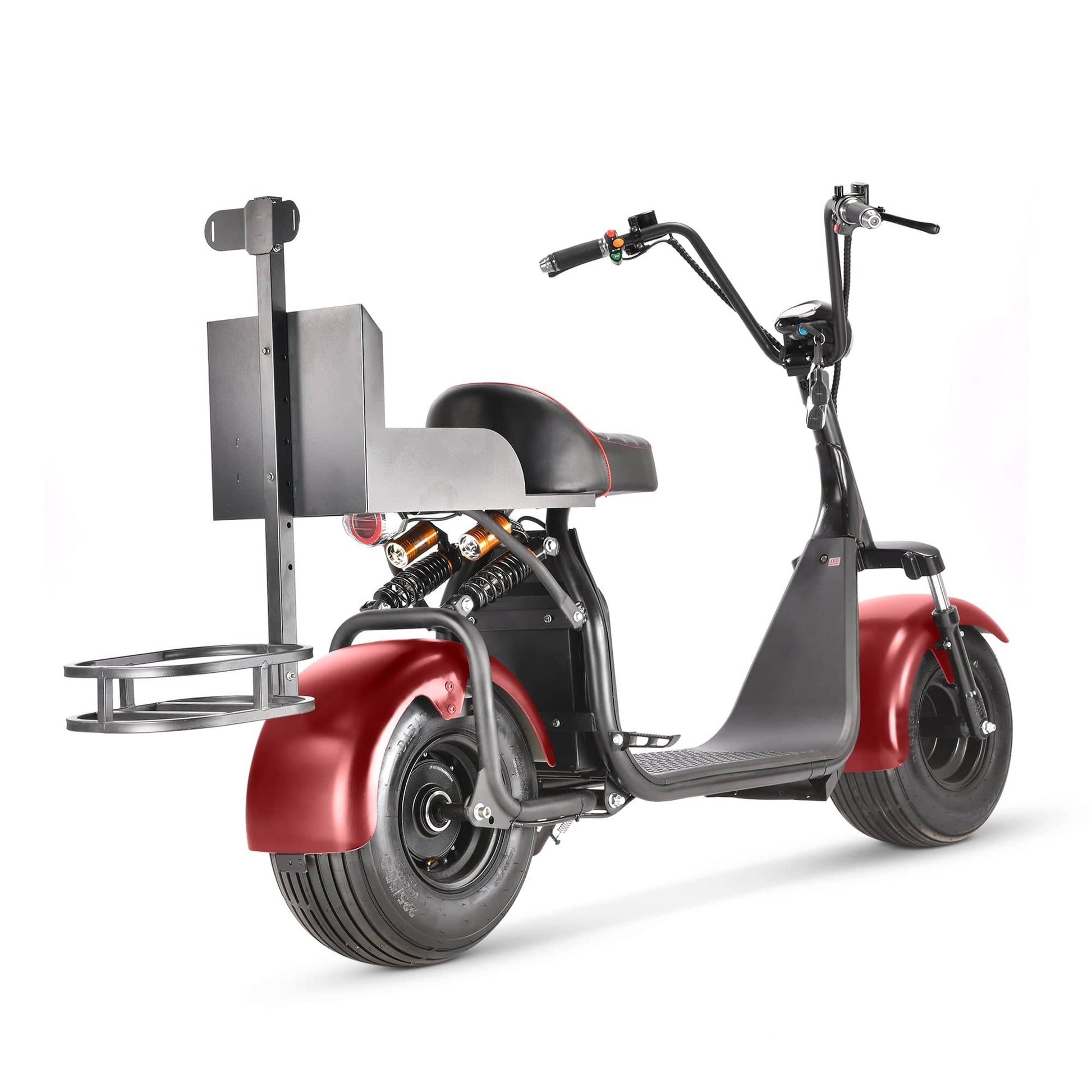 Soversky X7 Electric Golf Caddy designed for golfers and fairway golf courses with fat tires and 18+ hole battery range. Black or red. Free shipping at e-boarders.com