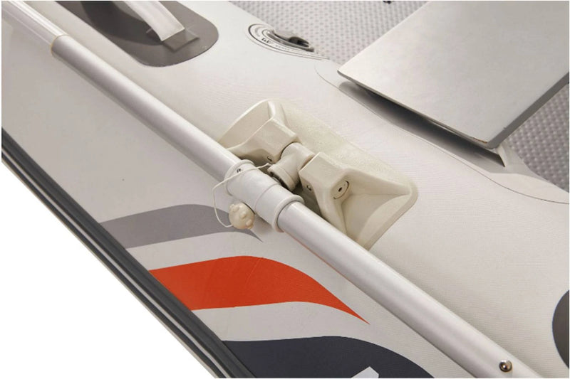 Top view of Aqua Marina inflatable raft with paddle setup and flat floor on a calm lake. Free shipping at e-boarders.com