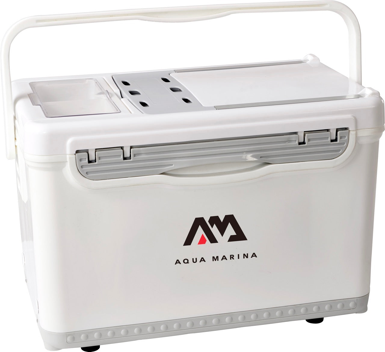 Product photo front view of cooler included with Aqua Marina Drift iSUP with rod holder — ships free at e-boarders.com