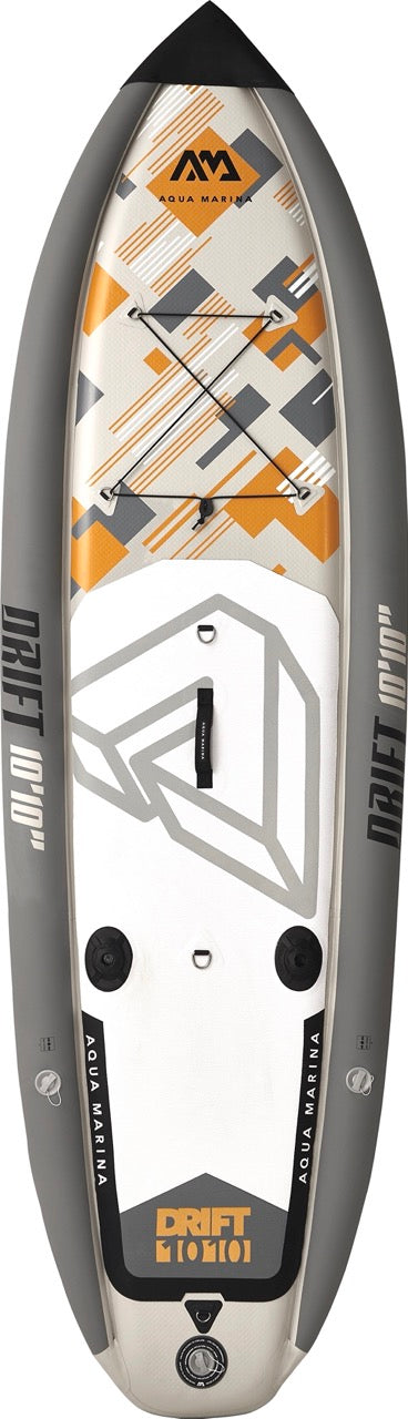 Product photo top view of Aqua Marina Drift iSUP with rod holder — ships free at e-boarders.com