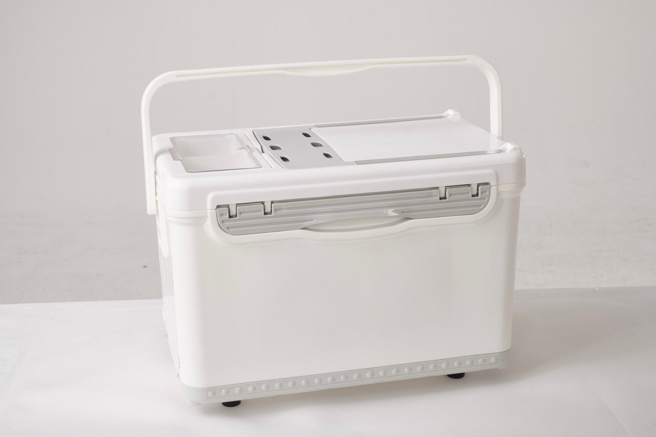 Product photo rear view of cooler included with Aqua Marina Drift iSUP with rod holder — ships free at e-boarders.com