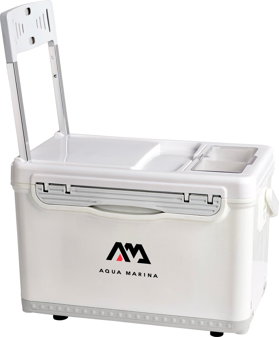 Product photo side view of cooler included with Aqua Marina Drift iSUP with rod holder — ships free at e-boarders.com
