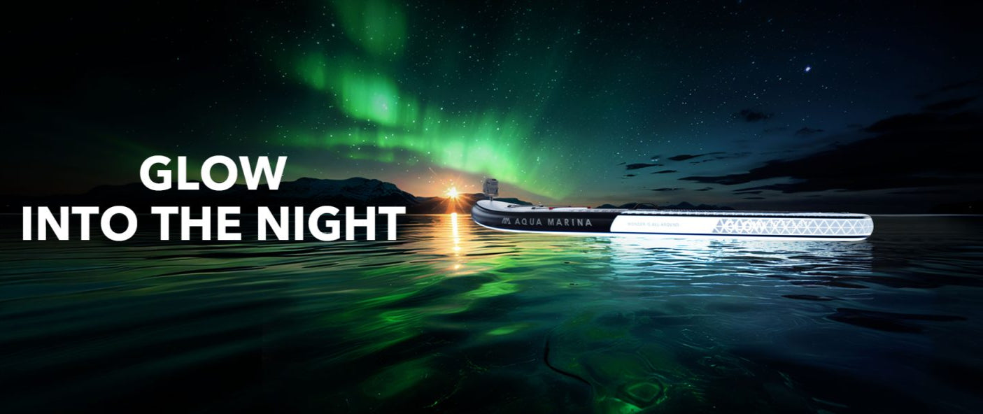 Glow Into the Night with the Aqua Marina Glow Paddlboard available at E-Boarders.com