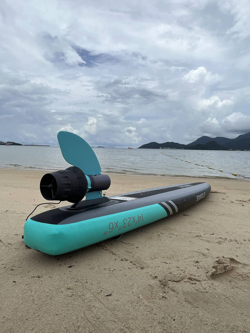 ASIWO U1 electric-assist fin for paddleboards and diving. Lightweight underwater swim-aid with wireless remote. Free shipping at e-boarders.com