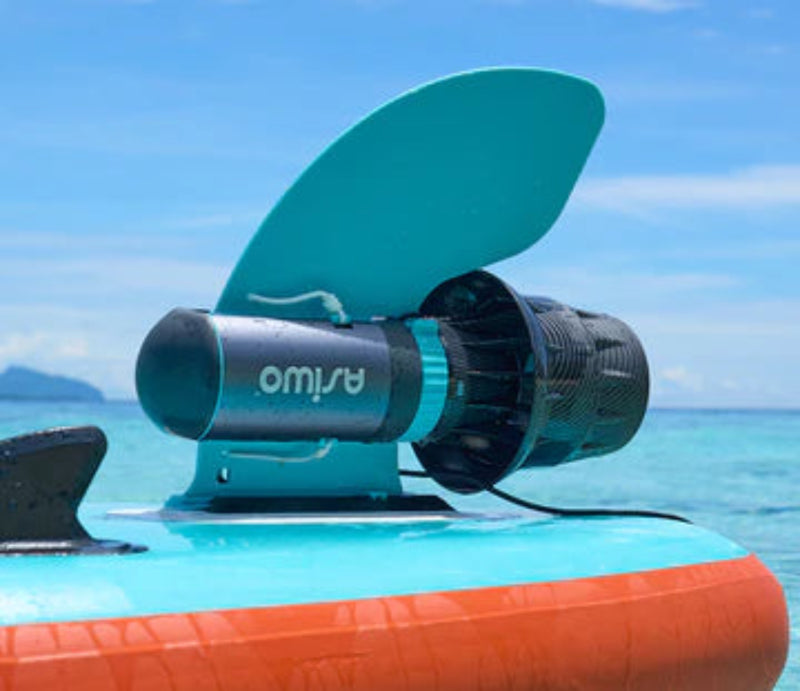 ASIWO U1 electric-assist fin for paddleboards and diving. Lightweight underwater swim-aid with wireless remote. Free shipping at e-boarders.com