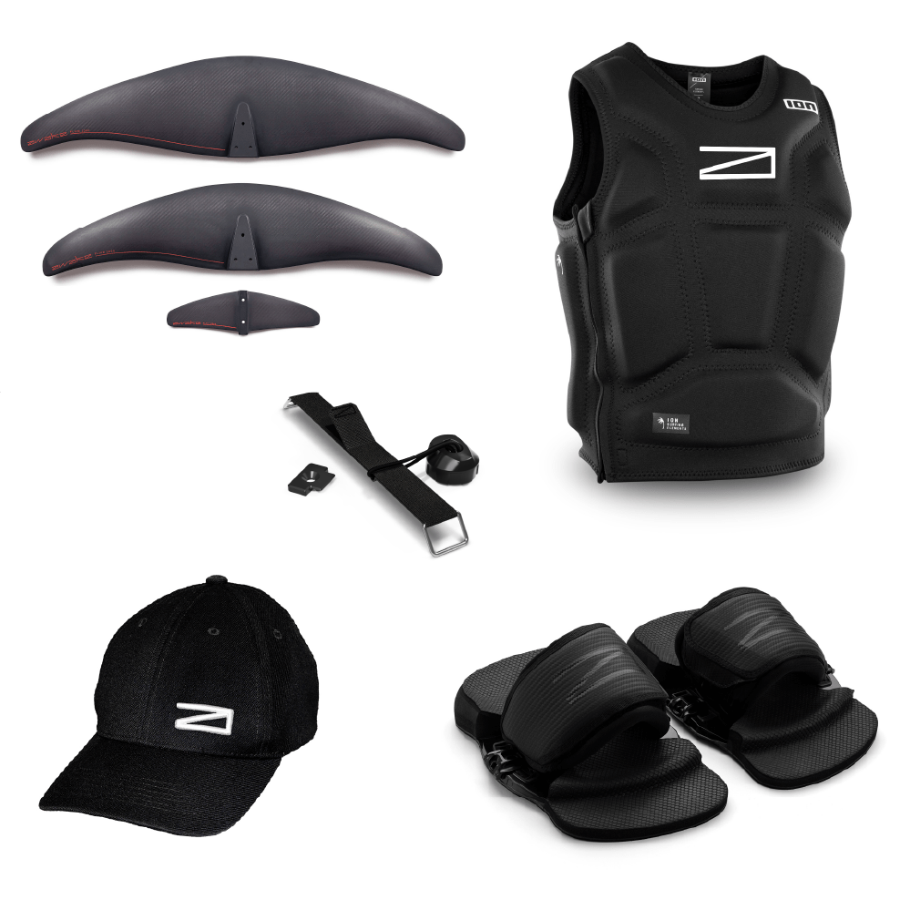 Awake Boards VINGA Fluid Performance Kit includes Fluid Wing Kit, Safety Impact Vest, Power Key, Foot Straps, and branded Awake hat. Ships free from e-boarders.com