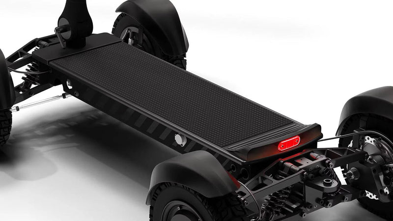 Close-up of CycleBoard X-Quad 3000 traction foot deck pad in black finish. Ships free from e-boarders.com