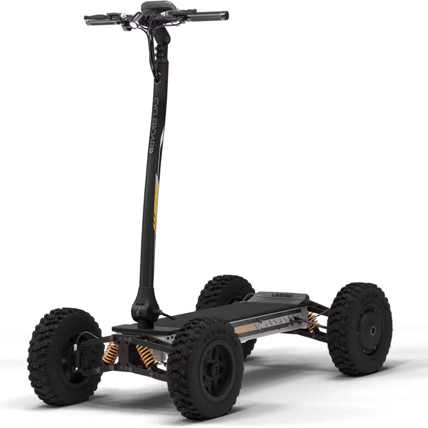 Cycleboard X-Quad 3000 4-wheel ride. Grey/Orange finish, 13x4" fairway tires. Free shipping at e-boarders.com