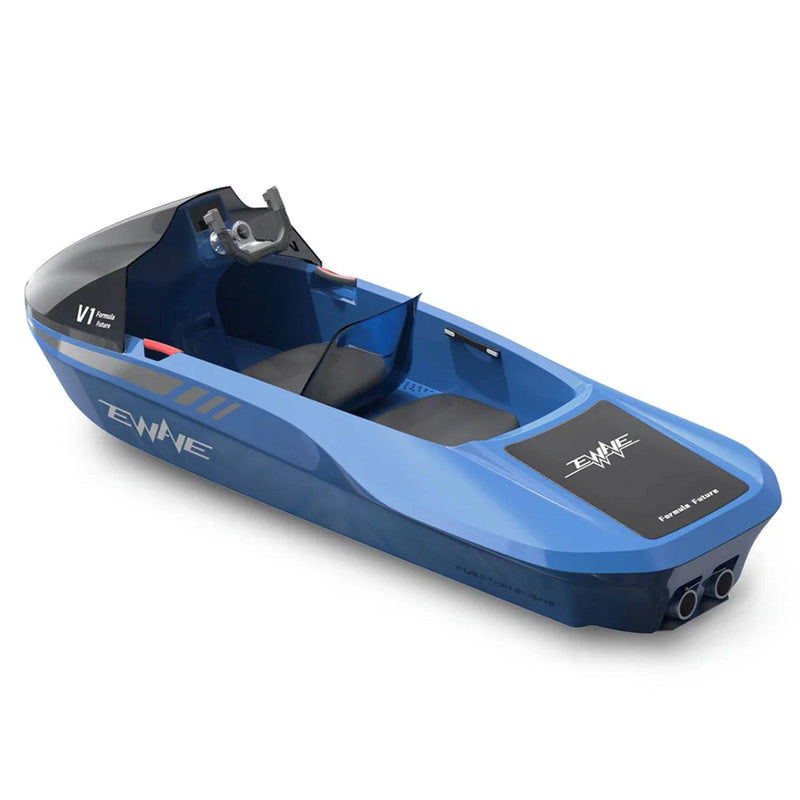 EWAVE Formula Future EWE1 electric-powered ride. Blue, front-side view. Free shipping from e-boarders.com