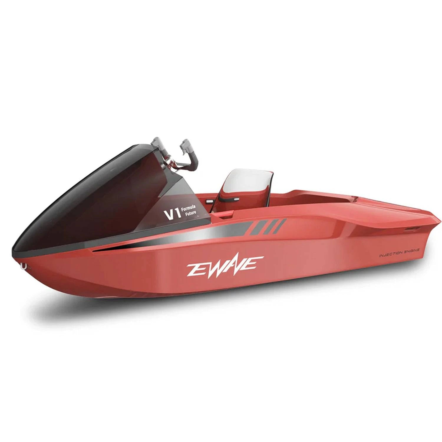 EWAVE Formula Future EWE1 electric-powered ride. Red, front-side view. Free shipping from e-boarders.com