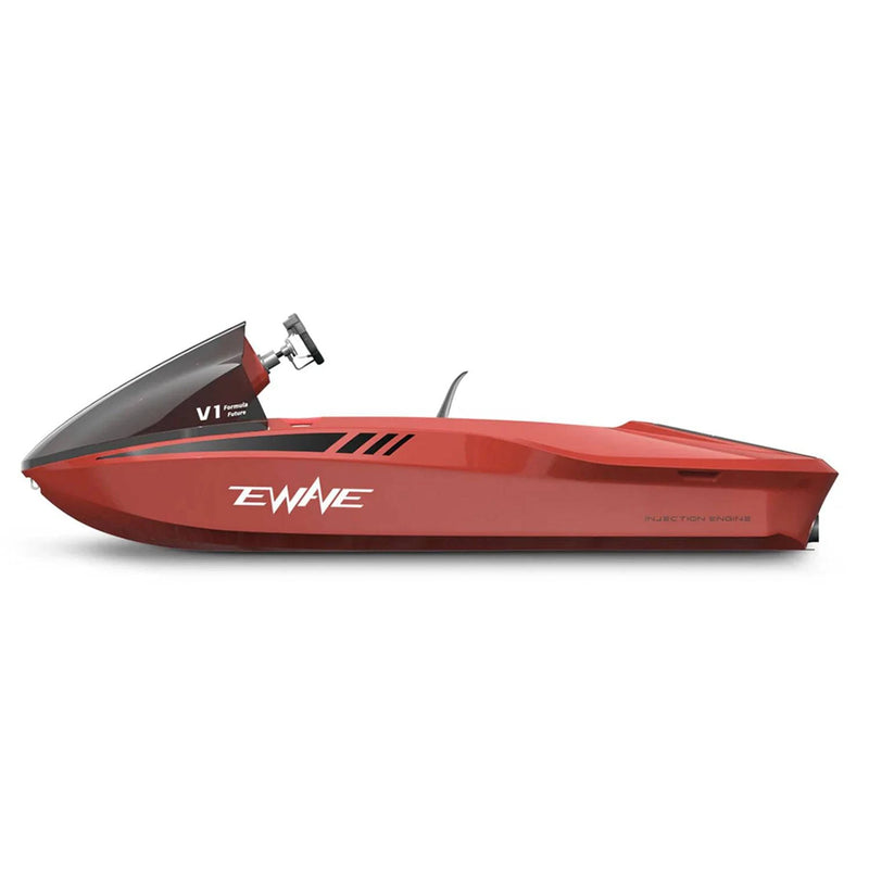 EWAVE Formula Future EWE1 electric-powered ride. Red, side view. Free shipping from e-boarders.com