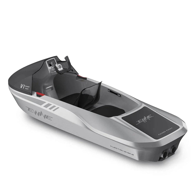 EWAVE Formula Future EWE1 electric-powered ride. Silver, rear-side view. Free shipping from e-boarders.com