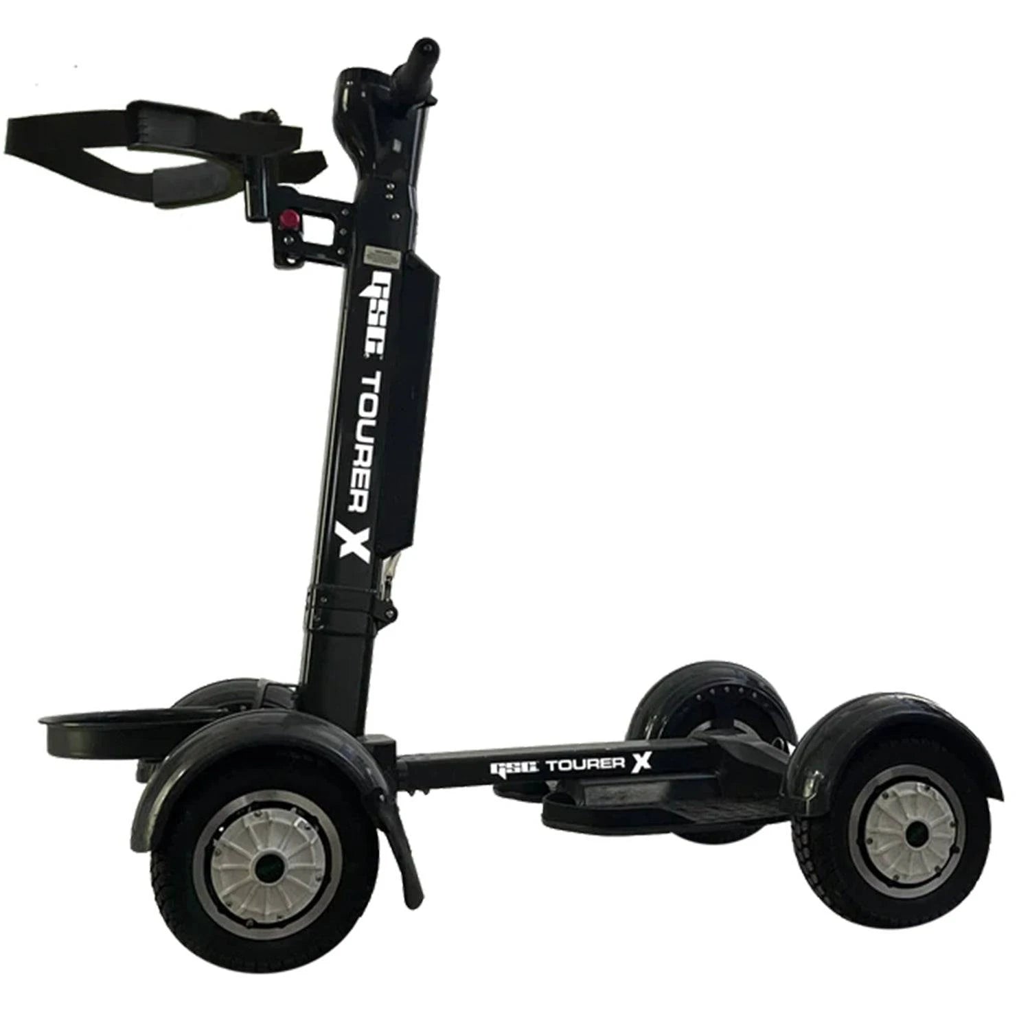GSC Tourer X by Golf Skate Caddy, 4-wheel electric golf caddy ride with golf bag mount and lean to steer technology. Free shipping at e-boarders.com