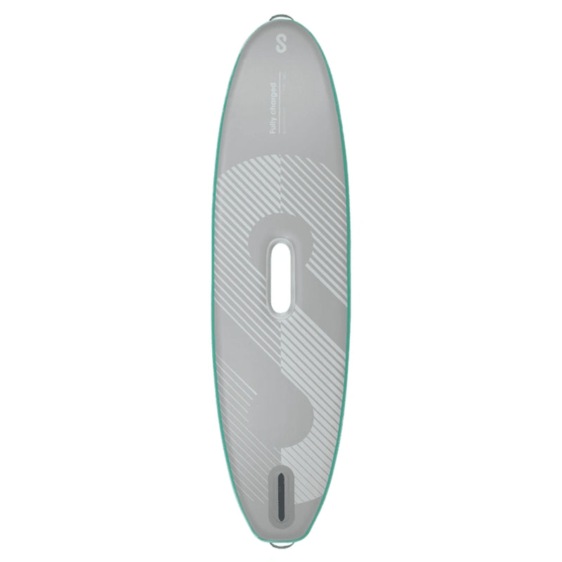 Bottom of SIPA Boards NEO Aqua self-inflating paddleboard with electric assist and lightweight design. 11-foot board for beginners and travel. Ships free at e-boarders.com