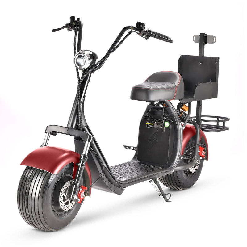 Soversky X7 Electric Golf Caddy designed for golfers and fairway golf courses with fat tires and 18+ hole battery range. Black or red. Free shipping at e-boarders.com