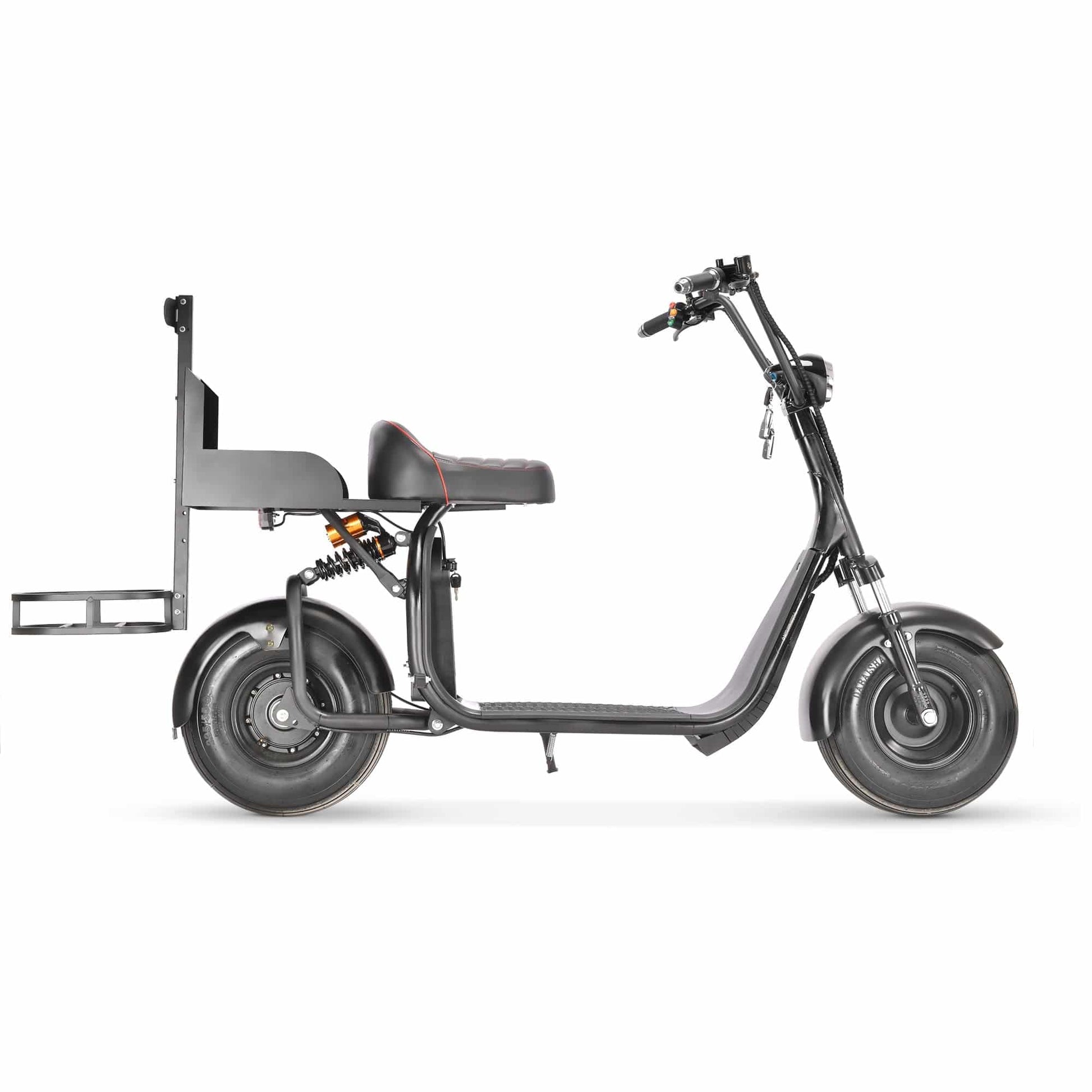 Soversky X7 Electric Golf Caddy designed for golfers and fairway golf courses with fat tires and 18+ hole battery range. Black or red. Free shipping at e-boarders.com