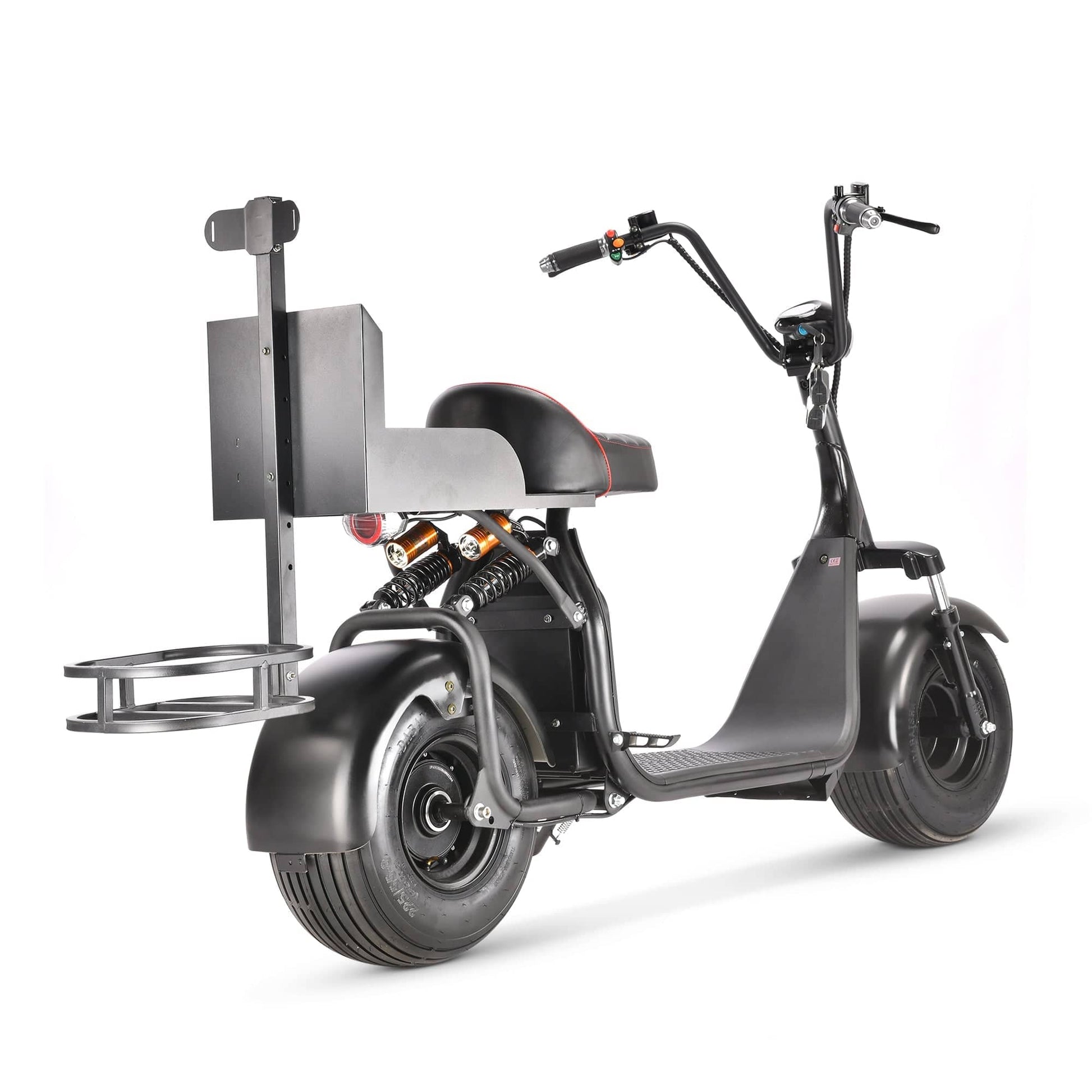 Soversky X7 Electric Golf Caddy designed for golfers and fairway golf courses with fat tires and 18+ hole battery range. Black or red. Free shipping at e-boarders.com