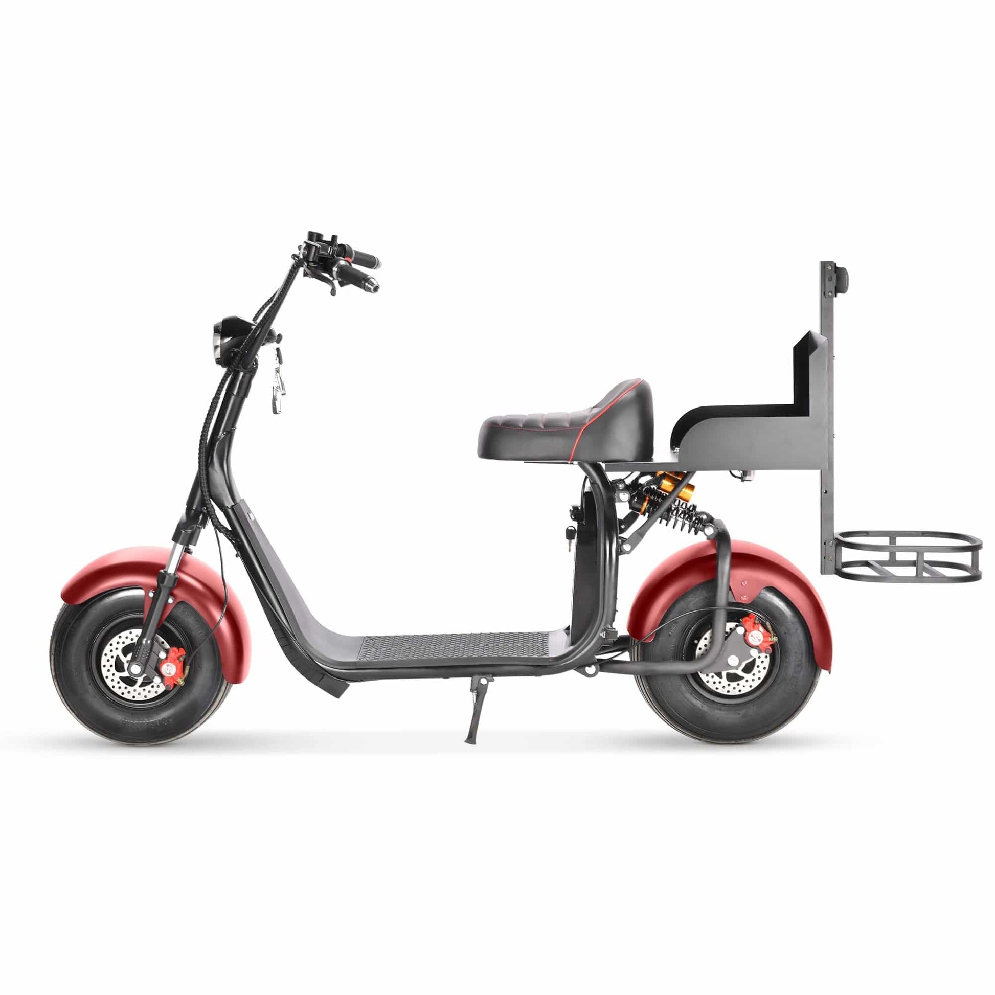 Soversky X7 Electric Golf Caddy designed for golfers and fairway golf courses with fat tires and 18+ hole battery range. Black or red. Free shipping at e-boarders.com