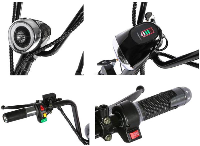 Soversky X7 Electric Golf Caddy designed for golfers and fairway golf courses with fat tires and 18+ hole battery range. Black or red. Free shipping at e-boarders.com