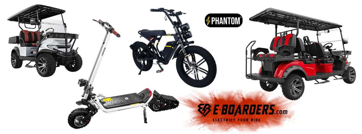 Phantom GoGo Electric Scooter, Snow Scooter, E-Bike, and electric golf cart options at E-Boarders.com