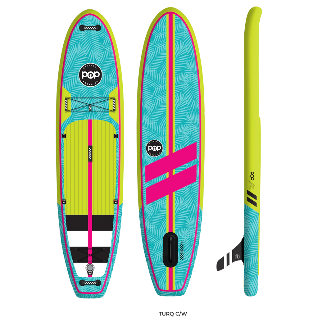 POPBOARD 11'0 YACHT HOPPER INFLATABLE PADDLEBOARD Turq/Neon/Pink
