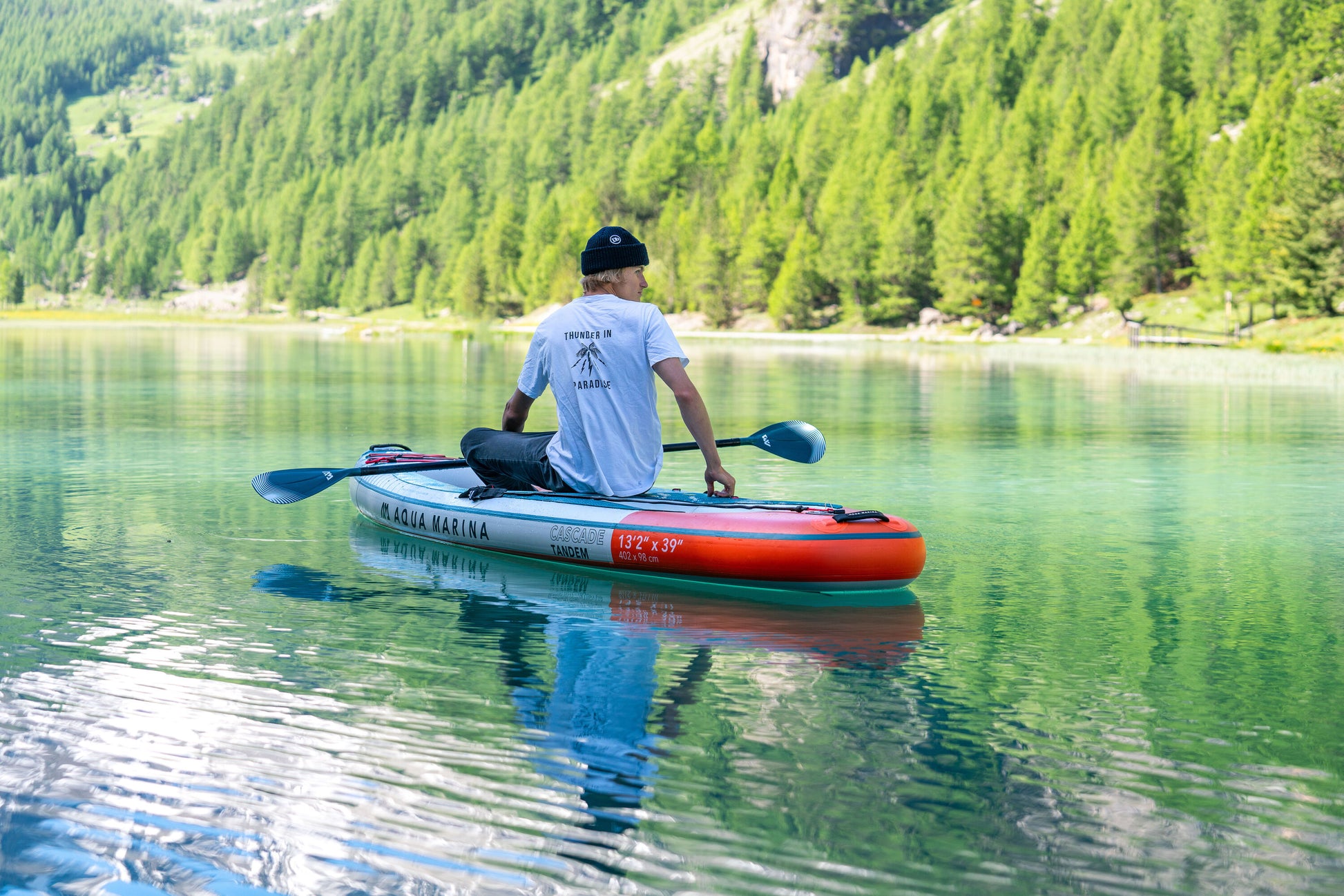 Aqua Marina Cascade BT-24CAP and Cascade Tandem BT-24CATP Hybrid Kayak iSUP Paddleboard options. Switch effortlessly between kayak-paddling or standup-paddling whenever you choose.